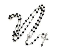 Storage Bag Religion For Rosary - Collar colgante de ágata de imitación negra para mujeres y hombres, suministros de oración