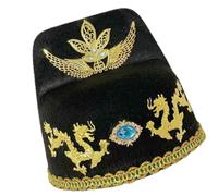 Storage Bag Sombrero chino de Wuxia con cristal para fiestas temáticas chinas y festivales, sombrero de oficial de Halloween, juego de rol histórico