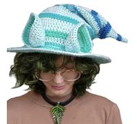 Storage Bag Sombrero de bruja a rayas con orejas, gorro de punto único para disfraz de Halloween, cosplay, accesorios temáticos de fiesta de cumpleaños