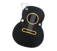 Storage Bag Soporte para púas de guitarra bordado de poliuretano, portátil, con múltiples ranuras, elegante organizador de accesorios para músicos, organizador de púas de poliuretano, Black, Talla