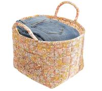 Storage Basket - 12.99x10.63x10.24in Large Boho Fabric Bin, Portable Organizer Handle Design, Space Saving Laundry Hamper | Bedroom Bathroom Dormitory RV Entryway Book Collection