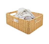Storage Basket,Multi-functional with Handles - Faux Rattan Woven Storage Basket | For Closet Laundry Room Bathroom Bedroom Kitchen Pantry Dorm Toys Towels