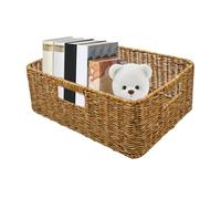 Storage Basket - Waterproof Multi-Functional Imitation Rattan Weaving Organizer for Laundry Room, Bathroom, Bedroom, Kitchen, and Pantry, Ideal for Storing Toys, Books, Snacks, and Household Essential