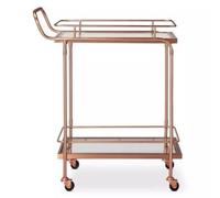 Storage Cart For Variety Applications 2 Tier Iron Rolling Cart with Wheels Movable Kitchen Storage Cart Storage Trolley Serving Cart For Home Hotel Bathroom Kitchen(Rose Gold+Glass-69 * 38 * 85Cm)