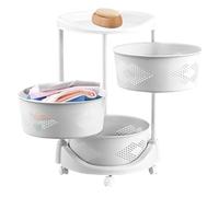 Storage Cart - Rolling Cart | Kitchen Cart | Rotating Storage Shelves | Rolling Storage Cart Shelves Organizer With Wheels | Vegetable Storage Fruit Basket Movable Convenient For Kitchen Living Room