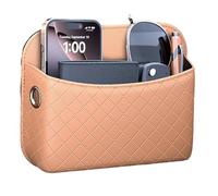 Storage Pocket, Seat Side Console Holder, Backseat Door Console Caddy, Strong Self Adhesive Mounting, Space Saving Design, Secures Phone Wallet Keys Essentials, Tan Slim Accessory Set.