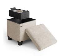 STORAGEBUD Otomana con almacenamiento para salón, 38,1 cm, otomana pequeña, reposapiés rizo, reposapiés otomano max 150 kg, beige