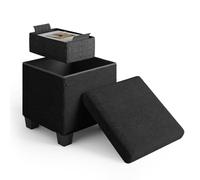 STORAGEBUD Otomana con almacenamiento para salón, 38,1 cm, otomano pequeño, reposapiés, reposapiés rizado máximo 150 kg, negro