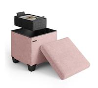 STORAGEBUD Otomana con almacenamiento para salón, 38,1 cm, otomano pequeño, reposapiés, reposapiés rizado max 150 kg, rosa