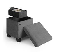 STORAGEBUD Otomana con almacenamiento para salón, 38,1 cm, otomano pequeño, reposapiés, reposapiés rizado max 150 kg, gris otomano