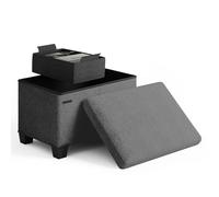 STORAGEBUD otomana con almacenamiento para salón, cubo de almacenamiento de 40,6 cm, pequeño otomano reposapiés rizado otomano Max 150 kg, gris otomano otomano