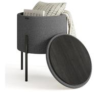 STORAGEBUD Otomana redonda con almacenamiento, otomana de almacenamiento Boucle, taburete otomano para maquillaje, reposapiés otomano pequeño, otomanas modernas para sala de estar y dormitorio, color