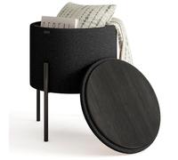 STORAGEBUD Otomana redonda con almacenamiento, otomana de almacenamiento Boucle, taburete otomano para maquillaje, reposapiés otomano pequeño, otomanas modernas para sala de estar y dormitorio, color