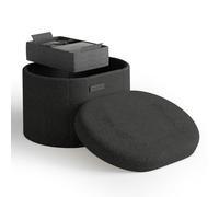 StorageBud Otomana redonda con almacenamiento para salón, 40,6 cm, otomana, reposapiés, reposapiés en bucle, otomana max 150 kg, negro