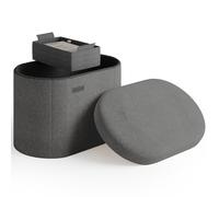 StorageBud Otomana redonda con almacenamiento para salón, 45,7 cm, otomana pequeña, reposapiés, reposapiés en bucle, otomana max 150 kg, gris