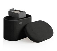 STORAGEBUD Otomana Redonda con Almacenamiento para salón, 45,7 cm, otomana pequeña, reposapiés, reposapiés en Bucle, otomana MAX 150 kg, Negro