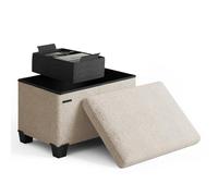 STORAGEBUD Ottoman con almacenamiento para salón, cubo de almacenamiento de 40,6 cm, pequeño otomano reposapiés, reposapiés rizado otomano Max 150 kg, beige
