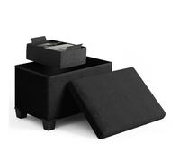 STORAGEBUD Ottoman con almacenamiento para salón, cubo de almacenamiento de 40,6 cm, pequeño otomano reposapiés, reposapiés rizado otomano máximo 150 kg, negro
