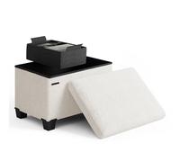 STORAGEBUD Ottoman con Almacenamiento para salón, Cubo de Almacenamiento de 40,6 cm, pequeño otomano reposapiés otomano, reposapiés Rizado otomano máximo 150 kg, Blanco