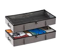 storageLAB - Contenedores de almacenamiento bajo la cama, organizadores de armario con asas resistentes para ropa, edredones y complementos, bajo al final de la cama, 2 unidades, gris