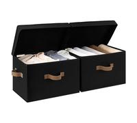 StorageWorks Cajas de almacenamiento de tela con tapa, cajas grandes para estanterías, cestos plegables para ropa con asas para organizar el armario, juguetes, negro, pack de 2