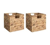 StorageWorks Cestas de Cubos de Mimbre con Forros Extraíbles, Cesta de Almacenamiento de Mimbre con Asas Integradas para Sala, Despensa, 27x27 cm, Paquete de 2
