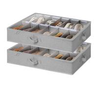 StorageWorks Organizador de zapatos para debajo de la cama, contenedor de zapatos para hasta 24 pares, cajas de almacenamiento de zapatos con tapa, ahorrador de espacio, gris