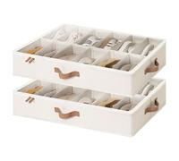 StorageWorks Organizador de zapatos para debajo de la cama, contenedor de zapatos para hasta 24 pares, cajas de almacenamiento de zapatos con tapa, ahorrador de espacio, beige crema, pack de 2