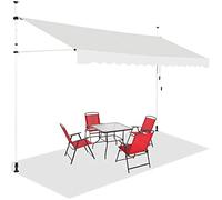 Store Retractable Manual Banner, 4 m, Awning, Balcony, Terrace, Retractable No Drilling, Height Adjustable, 2 - 3 m, for Garden (3.5 x 1.2 m) Beige