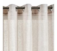 STORESDECO Cortina Translúcida XXL 3 Metros de Alto, Cortinas Ligeras de Poliéster para Ventanas y Puertas, Control Suave de luz, Diseño Moderno y Elegante, Ojales, Color Beige, Medida 140x300 cm