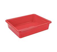 Storex Bandeja de Almacenamiento Plana tamaño Carta - Contenedor Organizador con Tapa sin Cierre para Aula, Oficina y hogar, Rojo, Paquete de 5 (62537A05C)