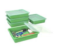 Storex Bandeja de almacenamiento plana tamaño carta - Contenedor organizador con tapa sin cierre para aula, oficina y hogar, verde, paquete de 5 (62539A05C)
