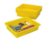 Storex Bandeja de Almacenamiento Plana tamaño Carta, contenedor Organizador para Aula, Oficina y hogar, Amarillo, Paquete de 5 (62519A05C)