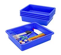 Storex Bandeja de Almacenamiento Plana tamaño Carta, contenedor Organizador para Aula, Oficina y hogar, Azul, Paquete de 5 (62517A05C), 10 x 13 x 3 Pulgadas