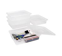 Storex Bandeja de almacenamiento profunda tamaño carta - Contenedor organizador con tapa sin cierre para aula, oficina y hogar, translúcido, paquete de 5 (62566A05C)