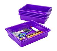 Storex Bandeja de Almacenamiento, tamaño Carta, 10 x 13 x 3 Pulgadas, Violeta, Paquete de 5 (62521U05C)