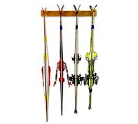 StoreYourBoard Bastidor para esquís de Madera, 4 Pares de Almacenamiento de esquís, Sistema de Montaje en casa y Garaje de Madera, Madera (Natural)