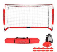 Storgem Portería de fútbol, red de fútbol, porterías de fútbol para patio trasero, con marco de arco, base de metal plegable y 15 conos de entrenamiento (6 x 4 pies)