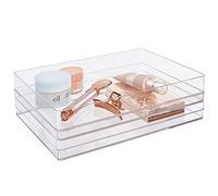 STORi SimpleSort - Juego de organizador de cajones transparentes apilables de 2 piezas, bandejas rectangulares de 12 x 9 x 2 pulgadas, cubos anchos de almacenamiento de maquillaje y separadores de