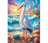 Stork on A Playa Tropical al Atardecer Puzzles 1000 Piezas DIY Creativo Personalizable Fauna Mascotas Rompecabezas Familiar para Toda La Familia Juguete Educativo Aliviar Estrés Decorativo 1000 PCS