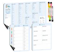 Stork to Fork Baby First Food Tracker, Planificador de comidas magnético, Tabla de lista de compras de comestibles para refrigerador (3 en 1) - Planificador de menús de borrado seco, fuerte adherencia