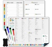 Stork to Fork Baby First Food Tracker, Planificador de comidas magnético, Tabla de lista de compras para refrigerador (3 en 1) - Planificador de menús de borrado seco, fuerte adherencia en el refriger
