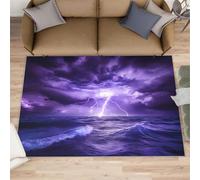 Storm - Alfombra de pasillo de 70 x 120 cm, diseño de rayos, alfombra antideslizante para cocina, pasillo de tormenta marina, alfombra de pelo corto para guardería, dormitorio de niños, mesita de