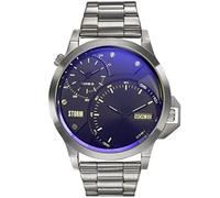 STORM AVALONIC - Reloj de doble hora para hombre con correa de metal, función de día y fecha, resistente al agua hasta 50 m, Azul Lazer, Industrial