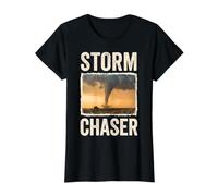 Storm Chaser Tornado Foto Meteorología Persecución del Tiempo Camiseta gráfica económica, Mujer, Negro, XL