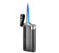 Storm Encendedor Jet Flame Gas: Jet Encendedor con Ventana Visible, Encendedor de Gas Storm Encendedor Encendedor a Prueba de Viento para Chimenea, Parrilla, Horno, (Negro, Se Vende Sin Gas)