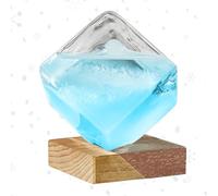 Storm Glass Weather Forecaster - Cube Shape Decorative Barometer | Glass Material With Wooden Base, Perfect For Desktop, Indoor, Bedroom, Garden, Office, Study, Living Room
