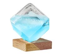Storm Glass Weather Predictor - Cube Shape Barometer | Decorative Glass Display with Base for Desktop Bedroom Garden Office Decoration Seasonal Display and Home Interior Accent