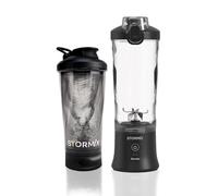 STORMIX Pack Blender y Shaker Eléctrico - Batidora Portátil 150W - 6 Cuchillas de Acero Inoxidable - Recargable por USB-C - Para Smoothies, Batidos y Proteínas - 600ml - Silencioso - Batería de Larga