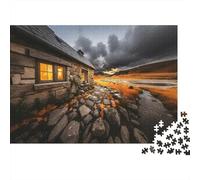 Stormy Cottage Adultos Puzzles 1000Pc Material Reciclado Autumn Rural Puzzle Juego Educativo Descompresión Juego Padre-Hijo Accesorios for Hogar 38x26cm/1000pcs